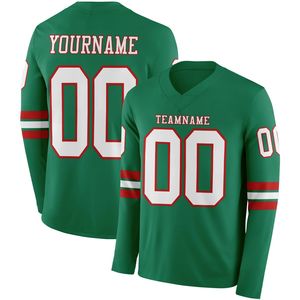 Camiseta de Fútbol Personalizada de Manga Larga con Cuello en V, Transpirable, de Spandex/Poliéster, Logotipo Frontal Personalizado, Nombre del Equipo, Alta Calidad para Todos - Product Image 1