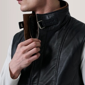 Chaleco de Cuero Negro Zane para Hombre – Chaleco de Motociclista Premium, Chaqueta sin Mangas con Estilo - Product Image 5