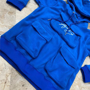 Custom Men Royal Blue <b>Cargo</b> Tracksuit Heavyweight Fleece Hoodie Tech <b>Pants</b> Set Mens Streetwear Embroidery Jogger Suit Sets - Product Image 5