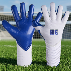 Gants de gardien de but en néoprène blanc de qualité supérieure, très demandés, avec latex allemand de 4 mm, sangle élastique et coupe hybride - Product Image 3