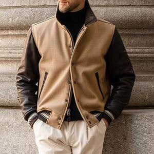 Blouson universitaire formel pour homme en mélange de laine enduite, coupe-vent et imperméable, avec logo d'équipe personnalisé sur le devant, fournisseur OEM - Product Image 2