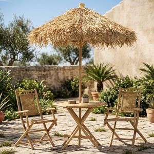 Sombrilla de Playa Ecológica de Bambú con Toldo de Hojas de Palma para Hoteles, Resorts, Jardines y Espacios Exteriores - Product Image 1