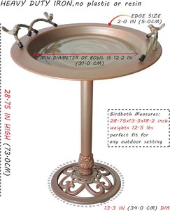 Nuevo Baño Decorativo para Pájaros de Metal con Elegante Diseño de Cuenco para Patio Exterior, Jardín y para que los Pájaros beban agua - Product Image 2