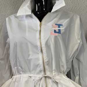 Jack and Jill Ladies Peplum <b>Line</b> Jacket White Zip Front Casual Fashion Ruffle Hem Stylish Women Outerwear <b>Coat</b> - Product Image 5