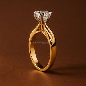 แหวนเพชรทรงกลมเจียระไนแบบบริลเลียนท์ ได้รับการรับรองจาก IGI เพชรเพาะเลี้ยงสำหรับผู้หญิง เครื่องประดับเพชรสำหรับงานหมั้นแบบสั่งทำ ทอง 14K 1 กะรัต สี D/E - Product Image 3