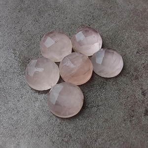 Cuarzo Rosa Natural, Corte Checker, Redondo, Parte Posterior Plana, Calibrado, Piedra Preciosa al por Mayor, Todos los Tamaños Disponibles - Product Image 4