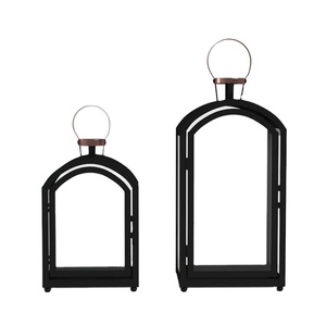 Linterna ahuecada de alta calidad de Metal revestido negro Navidad boda Camping linterna de suelo Color personalizado uso interior y exterior - Product Image 1