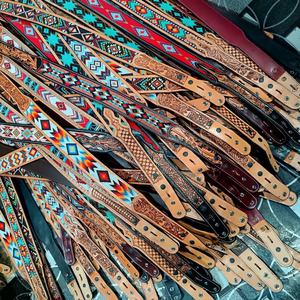 Custom Made High Quality Cow Full Grain Leather Western Beaded <b>Cowboy</b> <b>Belt</b> Hand Carved Design <b>Belt</b> by Top Indian Manufacturer - Product Image 6