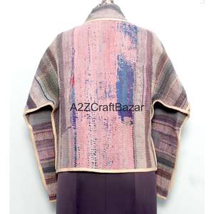 Chaqueta de Cuello Alto con Botones, Hecha a Mano, Reversible, Ecológica, Transpirable, de Secado Rápido, Estilo Vintage Kantha, para Mujer, de Algodón Puro, para Invierno - Product Image 3