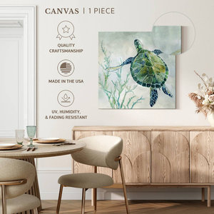 ศิลปะผ้าทอตกแต่งผนังลายเต่าหญ้าทะเลทำด้วยมือศิลปะผ้าใบ - Product Image 4