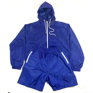 Wholesale Summer Autumn Color Block <b>Windbreaker</b> Sets OEM Three Tone Nylon Short & Shirts Two Piece Tracksuits Breathable - Product Image 3