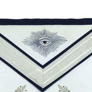 Nouvel arrivage : Tabliers maçonniques ajustables en toile brodée 3D personnalisés, avec broderie dorée à la main et fermoir papillon, pour insignes de cérémonie - Product Image 2