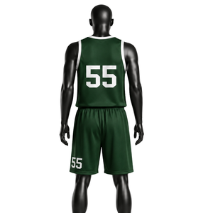Conjunto de Camiseta de Baloncesto Unisex ORVO Verde 55, Sublimada, Transpirable, sin Mangas, Cuello en V, Corte Regular, para Todas las Temporadas, 100% Poliéster - Product Image 2