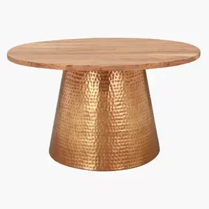 Table basse dorée à prix avantageux, très vendue, pour la maison, le salon, les villas, usage décoratif, avec support en fil métallique. - Product Image 2