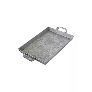 Factory Price <b>Black</b> Galvanized Metal <b>Tray</b> With Handle Farmhouse Style <b>Serving</b> <b>Tray</b> Steel Display Centerpiece For Home & Events - Product Image 2