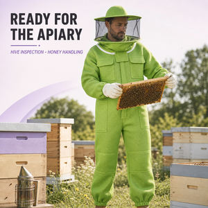 Traje de Apicultura Transpirable de Algodón Verde con Velo de Malla, Ajuste Holgado para Uso en Fábrica o Taller - Product Image 5