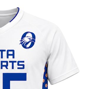 Maillot de lacrosse blanc et bleu pour hommes, chemise de sport à manches courtes, vêtements d'équipe professionnels, légers et respirants, pour l'entraînement au lacrosse - Product Image 5