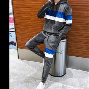 Ensemble de survêtement en velours personnalisé avec logo, veste zippée intégrale et pantalon, 2 pièces, tenue de sport décontractée pour homme – Vente chaude - Product Image 3