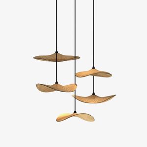 Modern Wooden Slat Hanging Lamp Nordic Style Pendant Light for Living Room & Restaurant &Home Decor Lighting - Product Image 2