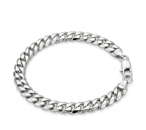 Bracelet et collier chaîne cubaine à maillons de 8 mm |   Argent 925 |   Fermoir à ressort |   Or Argent Rose - Product Image 3