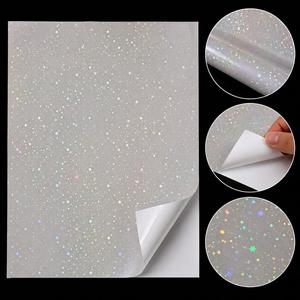 Holographic Starry Sky Effect Self Adhesive <b>Vinyl</b> Sheet Rainbow Iridescent Glitter Film for Scrapbooking Decoration Wrapping - Product Image 1