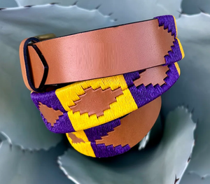 Cinturón de Polo Hecho a Mano con Patrón Dorado y Azul, Cuero Premium, Hebilla Vintage, Accesorio de Moda Unisex, OEM Disponible - Product Image 4