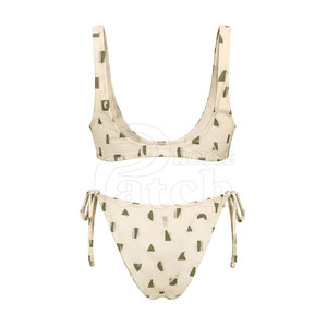 Trendy Women Two Piece <b>Bikini</b> <b>Set</b> Swimwear High Waist Bottom Custom Material Resort Beach Vacation Summer Clothing - Product Image 2