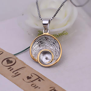 Juego de Colgante y Anillo de Caracol de Plata S925, Perla de Pelo 7-8, Base Vacía para DIY, Accesorios 2809, Conjuntos de Joyería Fina - Product Image 3