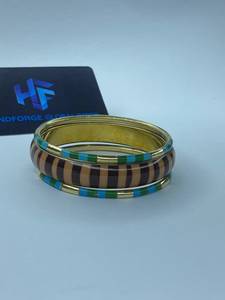 <b>Resin</b> Brass Modern Geometric Artisan Women's Ethnic Party Bangle Collection Bracelets - Product Image 1