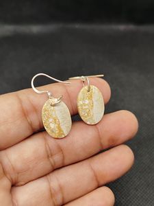 Pendientes Hechos a Mano de Plata de Ley 925 Maciza con Gema de Mármol Sabalgarh Genuino - Product Image 5