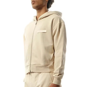 Sudadera con capucha y cremallera para hombre, de forro polar grueso, lisa, de alta calidad, extragrande, estilo boxy, con logotipo personalizado, precio mayorista económico - Product Image 2