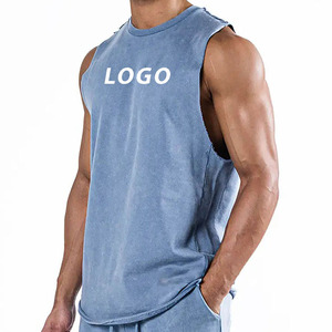 Camisetas sin mangas de algodón 100% tejido de secado rápido para hombre, estilo oversize, para gimnasio, entrenamiento y fitness. - Product Image 1