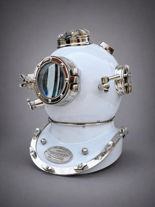 Casco de Buceo Vintage de Metal Blanco, Réplica Decorativa de Casco de Buzo Náutico, Decoración Marina para Mesa, Decoración del Hogar, Venta al por Mayor - Product Image 1