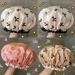 Gorros de ducha reutilizables con estampado, gorros para el cabello para el hogar, gorros de ducha portátiles de doble capa para mujer, gorros de baño impermeables, 1/2/4/6 unidades - Product Image 2
