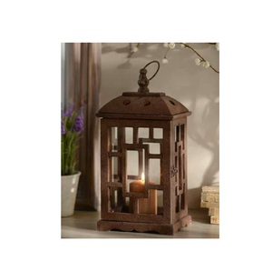 Portavelas de Madera Vintage con Paneles de Vidrio Transparente y Asa de Cuerda, Accesorio Rústico para el Hogar - Product Image 6