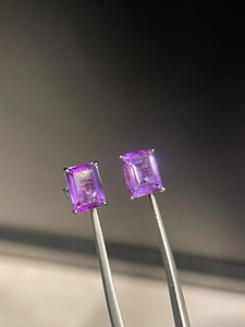 Boucles d'oreilles clous en améthyste, argent sterling, pierre de naissance de février, bijoux pour femme - Product Image 3