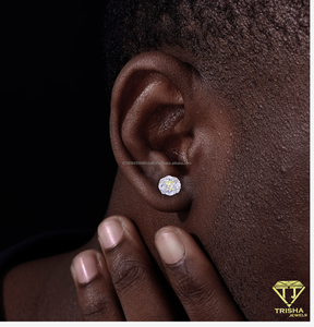 Pendientes de Diamantes de Moissanita con Forma Redonda, Plata de Ley 925, Tono Dorado, Joyería Elegante y Brillante de Moda al por Mayor - Product Image 2