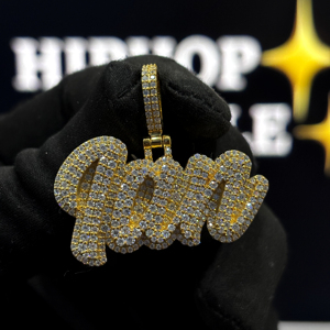 Collier unisexe personnalisé avec nom, plaqué or, en argent sterling 925, serti de moissanite VVS, style hip-hop, HIPHOP SPARKLE - Product Image 1