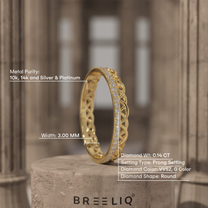 14K Solid Gold Lab Grown Diamond Crown Ring Scalloped Lattice Eternity Band Vintage Stackable <b>Wedding</b> Ring - Product Image 2