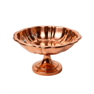 Bol à glace en cuivre de haute qualité, couleur or rose, avec piétement en forme de lotus, pour hôtel. - Product Image 5