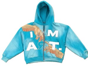 เสื้อฮู้ดพิมพ์ลาย I Am Art สีน้ำเงิน ซิปด้านหน้า สไตล์ลำลอง ทรงปกติ สำหรับฤดูใบไม้ร่วง - Product Image 2