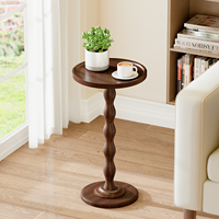 Table d'appoint vintage à piétement torsadé, table d'appoint ronde en bois pour salon, chambre à coucher, petit espace