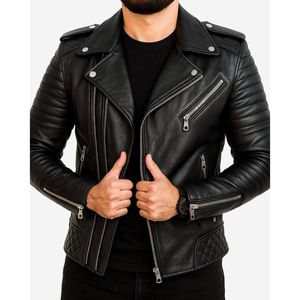 C'est une veste en cuir Avirex Icon bleue, veste de motard en cuir imprimé peau de serpent noir pour homme. - Product Image 6