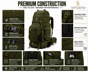 Sac à dos unisexe personnalisé en gros, 56-76L, en nylon imperméable, camouflage, pour la randonnée - Product Image 5