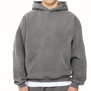 เสื้อฮู้ดดี้ทรงหลวม หนัก ผ้าฝ้าย 100% แบบครอป ทรงบ็อกซี่ หนา สำหรับผู้ชายและผู้หญิง ผ้าเฟรนช์เทอร์รี่ ทรงโอเวอร์ไซส์ สไตล์วินเทจ รุ่นใหม่ - Product Image 4