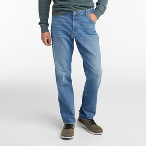 Jean en denim délavé coupe droite pour homme, jambe droite, coupe classique, vente en gros, jeans personnalisés, fournisseur d'usine OEM ODM, pantalon bleu - Product Image 2