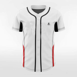 Custom <b>White</b> Baseball <b>Button</b> Front Jersey Short Sleeve Athletic Team Uniform Red Black Trim Personalized Name Number - Product Image 1