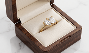 <b>Emerald</b> Cut Diamond and <b>Emerald</b> Cut Diamond <b>Ring</b> For Women Engagement Classic Style Lab Grown Diamonds - Product Image 6