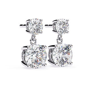 Boucles d'oreilles pendantes en moissanite 3,7 CTW, pierres rondes de 7,2 mm et 4,8 mm, or massif 10K, alternative brillante au diamant - Product Image 2