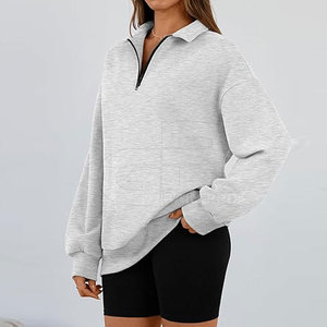 High Quality <b>Women</b> <b>Quarter</b> <b>Zip</b> <b>Sweatshirt</b> With Breathable Material Stylish Design For Fitness Travel And Outdoor Wear - Product Image 5